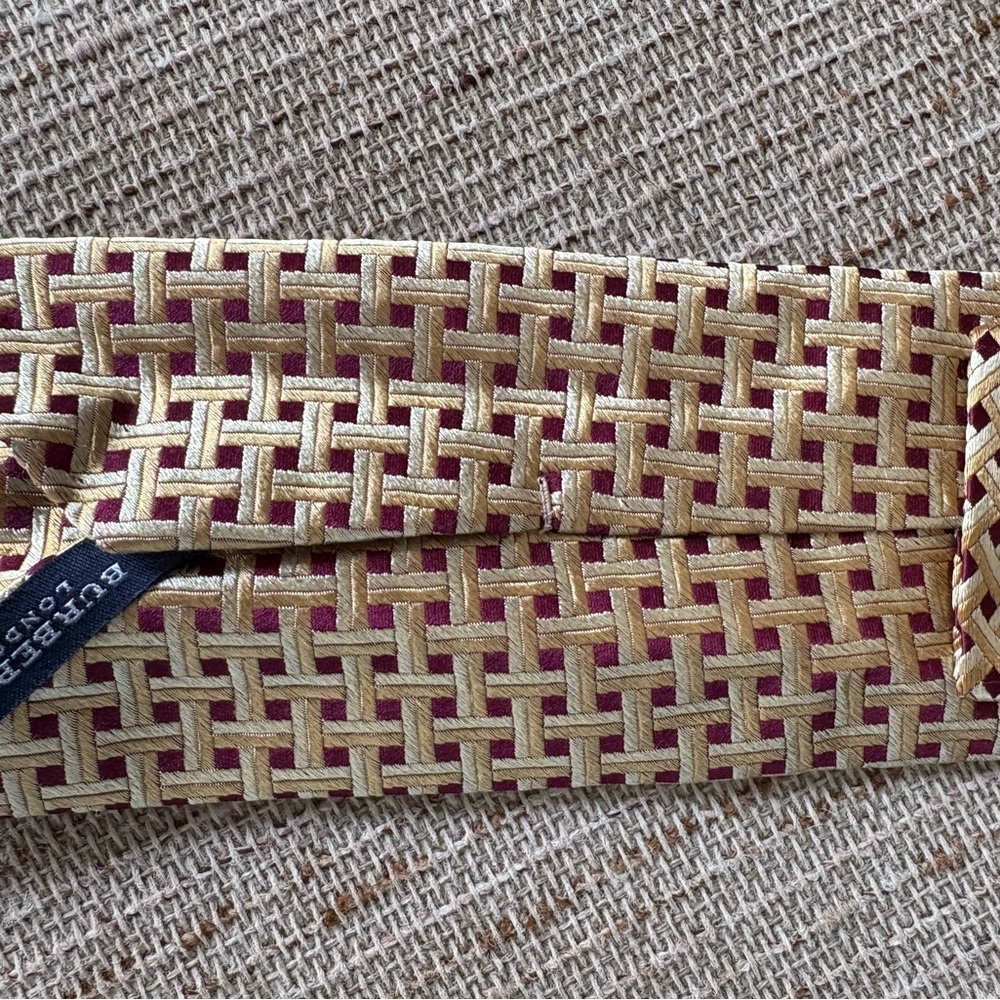 Burberry Gold & Purple Woven All Silk Tie - Picture 6 of 8